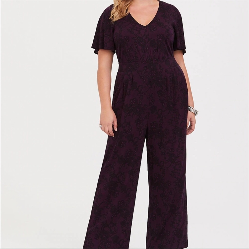 Purple Floral Wide Leg Jumpsuit TORRID SIZE 2